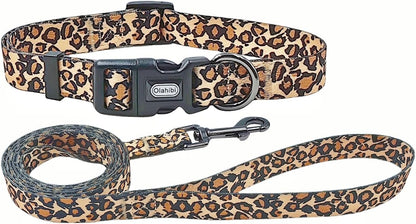 Leopard Print Collar & Leash Set